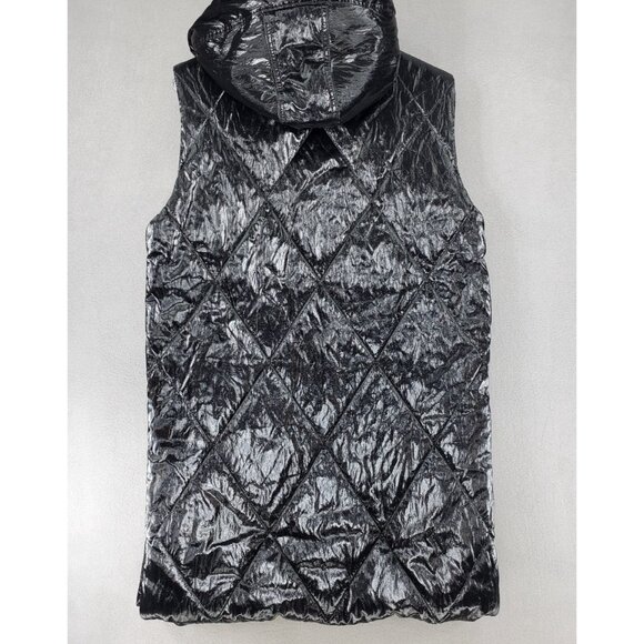 Joseph Ribkoff Quilted Vest Womens L Hooded Puffer Sleeveless Zip Metallic Shiny - Picture 4 of 8